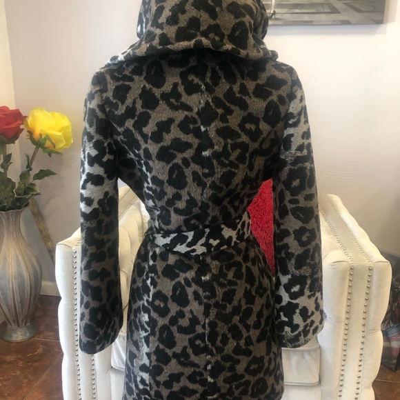 Tahari Marla Leopard wool wrap coat XS - Picture 6 of 15